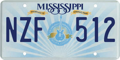 MS license plate NZF512