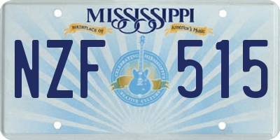 MS license plate NZF515