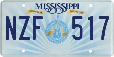 MS license plate NZF517