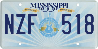 MS license plate NZF518