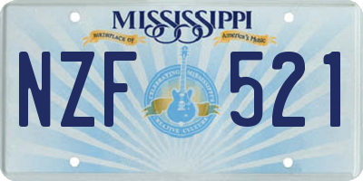 MS license plate NZF521