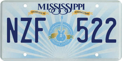 MS license plate NZF522