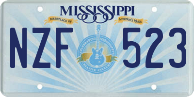 MS license plate NZF523