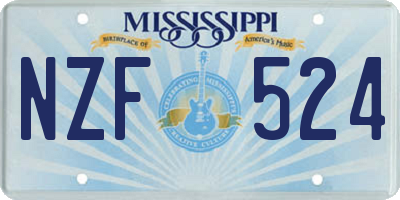 MS license plate NZF524