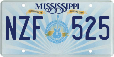 MS license plate NZF525