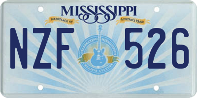 MS license plate NZF526