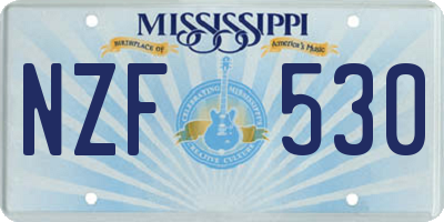 MS license plate NZF530