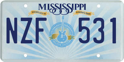 MS license plate NZF531