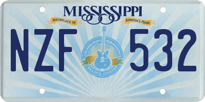 MS license plate NZF532