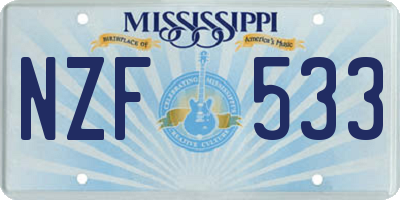MS license plate NZF533