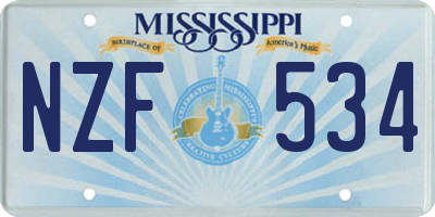 MS license plate NZF534