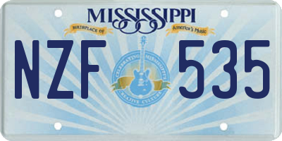MS license plate NZF535