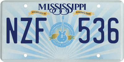 MS license plate NZF536