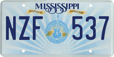 MS license plate NZF537