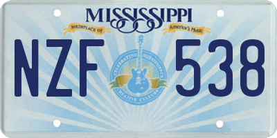 MS license plate NZF538