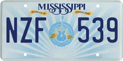 MS license plate NZF539