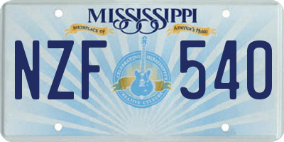 MS license plate NZF540