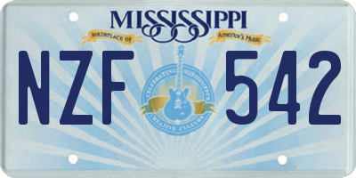 MS license plate NZF542