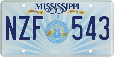 MS license plate NZF543