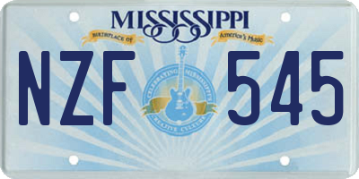 MS license plate NZF545