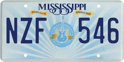 MS license plate NZF546