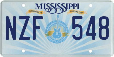 MS license plate NZF548