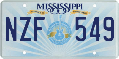 MS license plate NZF549