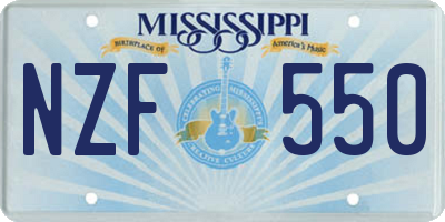 MS license plate NZF550