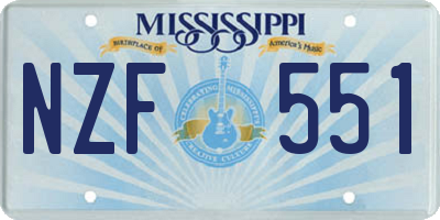 MS license plate NZF551