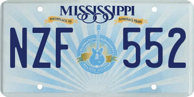 MS license plate NZF552