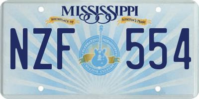 MS license plate NZF554