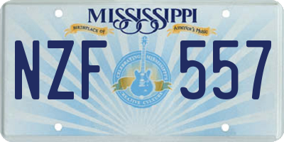 MS license plate NZF557