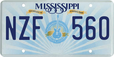 MS license plate NZF560