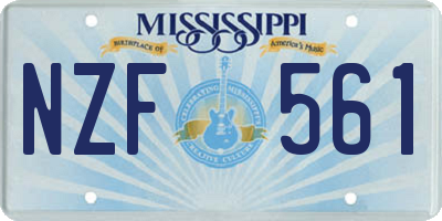 MS license plate NZF561