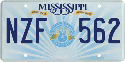 MS license plate NZF562