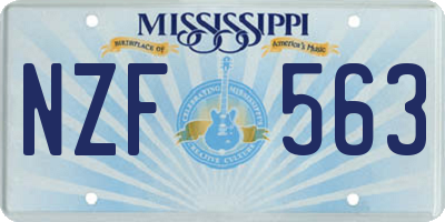 MS license plate NZF563