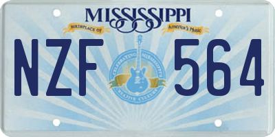 MS license plate NZF564