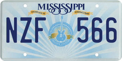 MS license plate NZF566