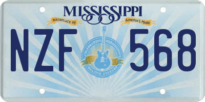 MS license plate NZF568