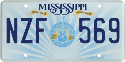 MS license plate NZF569