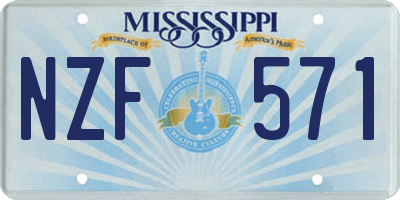 MS license plate NZF571