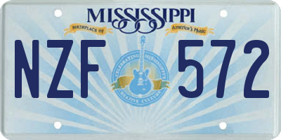 MS license plate NZF572