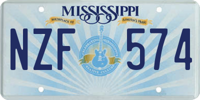 MS license plate NZF574