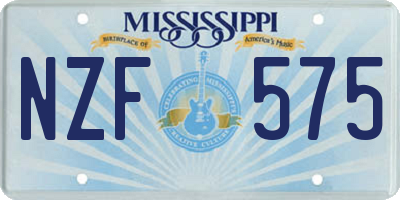 MS license plate NZF575