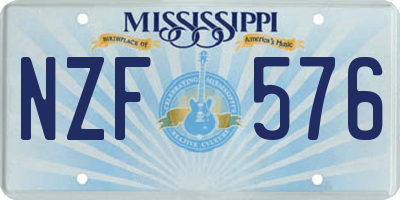 MS license plate NZF576