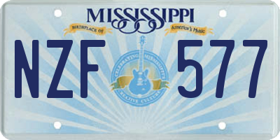 MS license plate NZF577