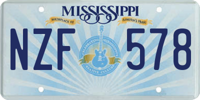 MS license plate NZF578