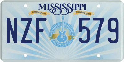 MS license plate NZF579