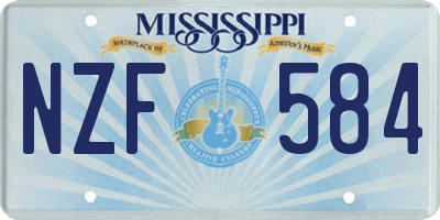 MS license plate NZF584