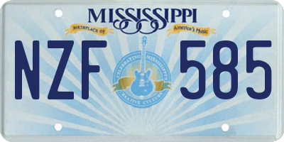 MS license plate NZF585